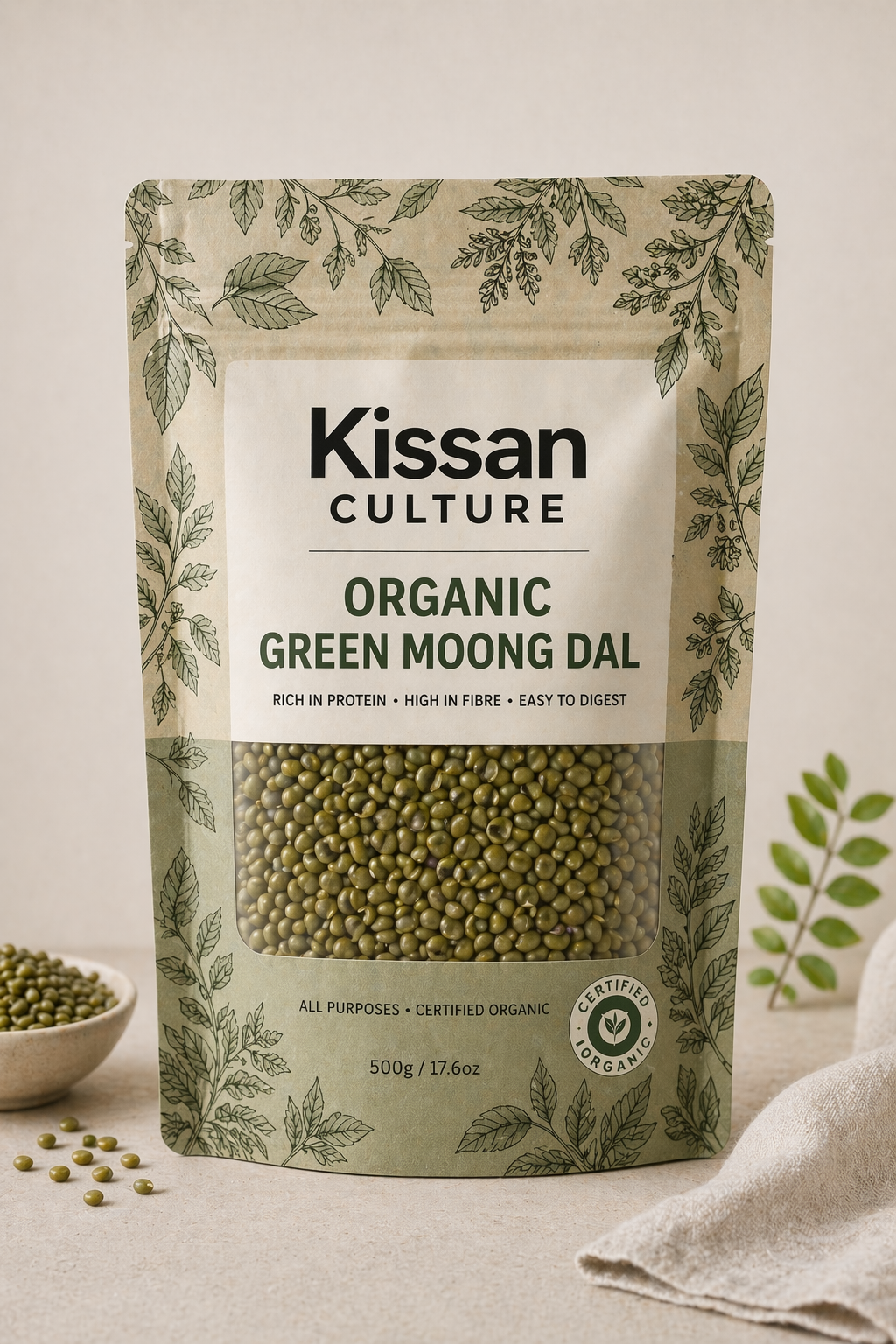 Kissan Culture Organic Green Moong Dal Sabut